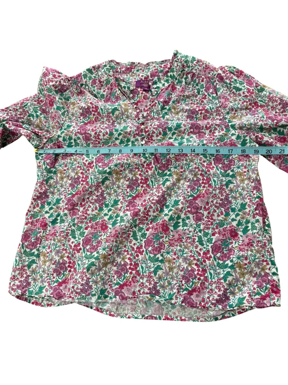 J.Crew X Liberty of London Fabric Edna Floral Puff Sleeve Popover Blouse